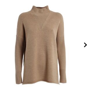 Tory Burch Mock Neck Merino Wool Oversized Tan Sweater- Size Small